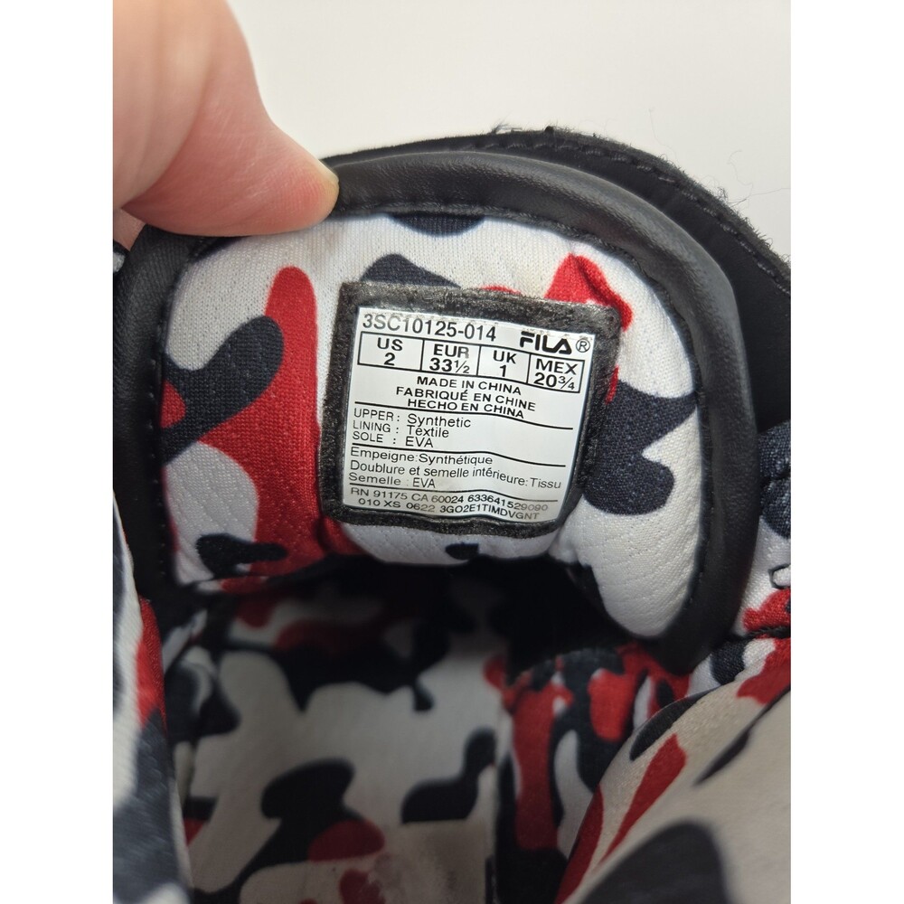 Fila VULC 13 Mashup Red Black White Camo Sneaker Shoe High Top Unisex Kids 2 - Picture 9 of 12